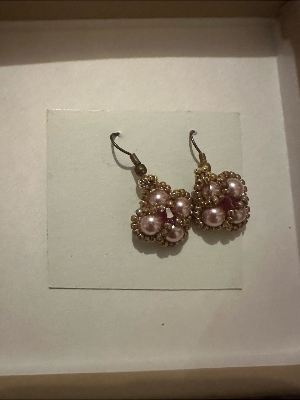 Handcrafted Pink Pearl Cluster Drop Earrings - Women Jewelry